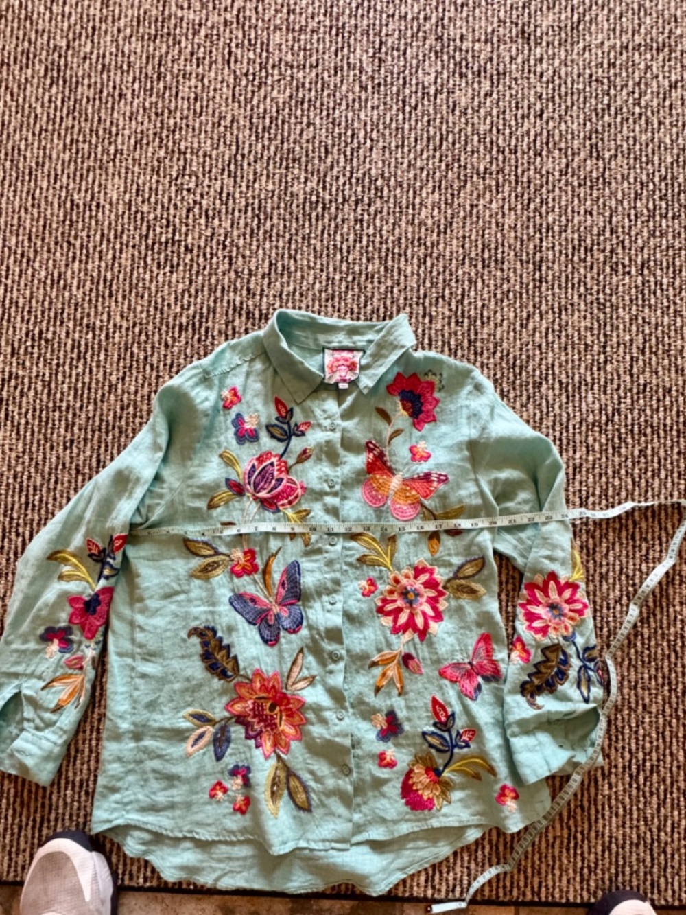 JOHNNY WAS GRACEY LINEN EMBROIRDERED OVERSIZED SHIRT LARGE - Picture 7 of 10